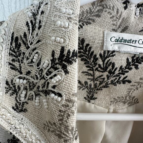 coldwater creek embroidered jacquard blazer womens large ivory black floral - Picture 8 of 15